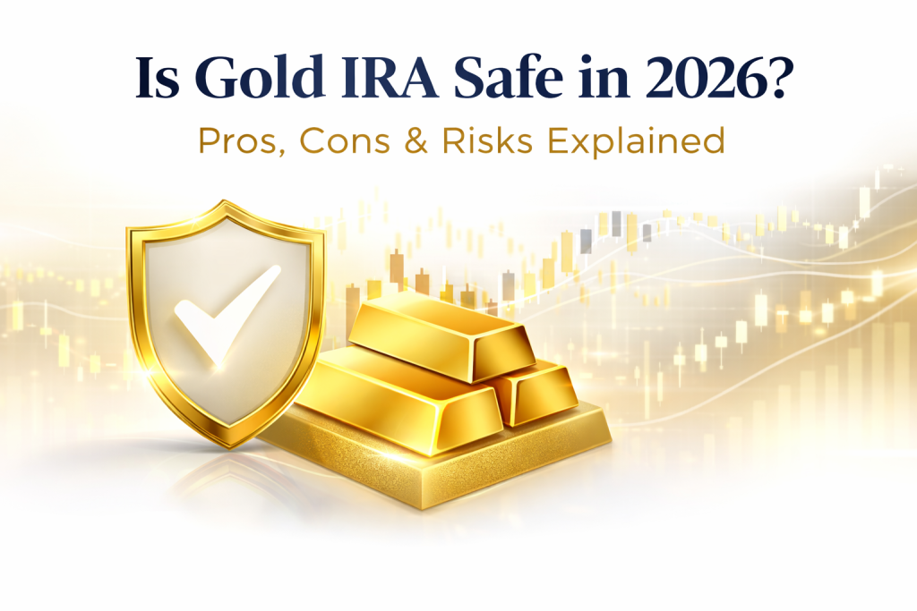 Is Gold IRA safe in 2026 – gold bars with security shield representing safe retirement investment